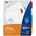 Avery Big Tab Extra-Wide Insertable Paper Dividers, 5 Tab, Multicolor, Clear Reinforced (11220)