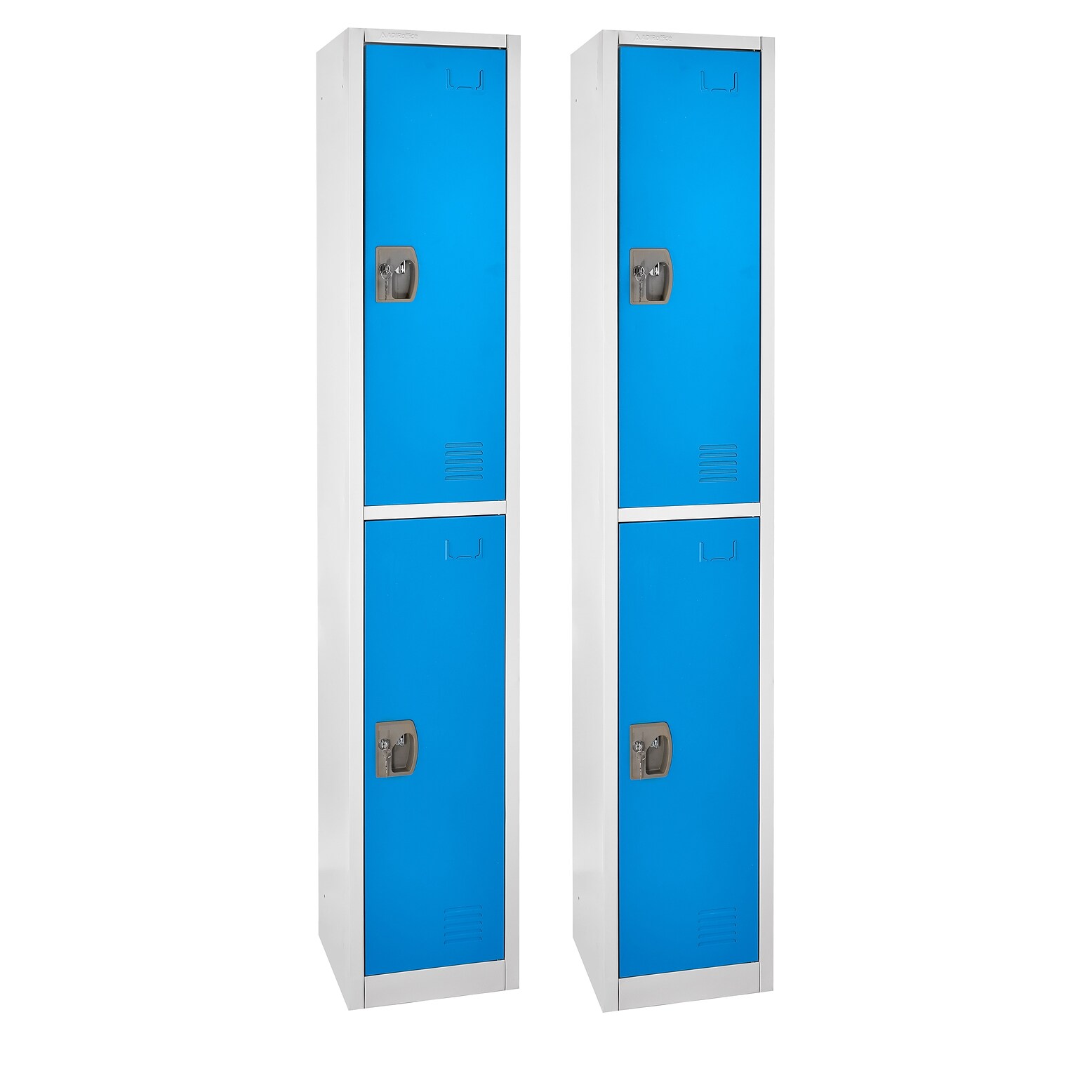 AdirOffice 72 2-Tier Key Lock Blue Steel Storage Locker, 2/Pack (629-202-BLU-2PK)