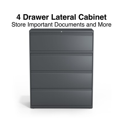 Quill Brand® 4-Drawer 42 Lateral File Cabinet, Letter/Legal, Charcoal (26826D)