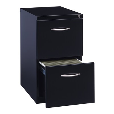 2-Drawer Mobile File Cabinet and Arch Style Handles, Black, 23 Deep (21117)