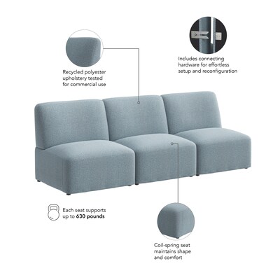 Bush Business Furniture Assemble Modular 3 Seater Sectional Sofa, Mist Fabric (ASM002MSF)