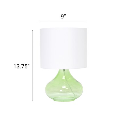 Creekwood Home Modern Glass 13.75" LED Table Lamp, Green/White (CWT-1014-GW)