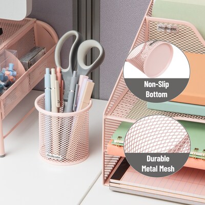 Mind Reader Metal Pen Holder, Pink, 3 Pieces/Set (CLIPMESH3-PNK)