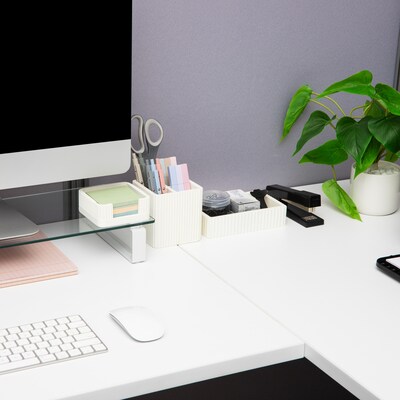 Mind Reader 3-Piece Cement Desk Organizer Set, Cream (CEM3PC-CRM)