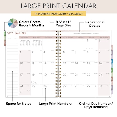 2027 Excello Brands 9.3 x 11 Weekly & Monthly Standard Planner, Paperboard Cover, Teal Gold Marble (ESPRO-DLX-CY27-8511-54)