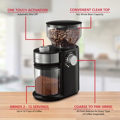 Brentwood Automatic Burr Coffee Bean Grinder Mill, Black (CG-2021BK)
