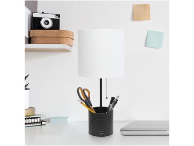 Simple Designs Table Lamp, Black/White (LT1085-BLK)