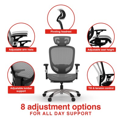 Quill Brand® Hyken Technical Mesh Task Chair, Charcoal Gray
