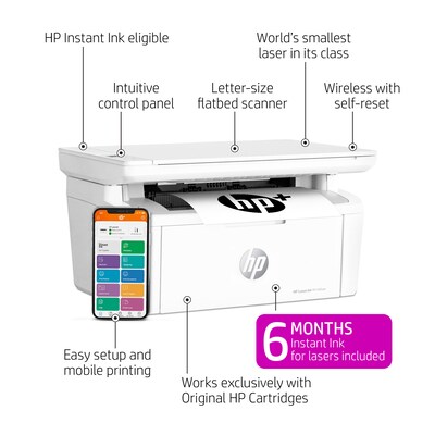 HP LaserJet MFP M140we Wireless Black & White Printer Includes 6 Months of FREE Toner with HP+ (7MD7
