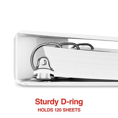 Standard 1" 3 Ring View Binder with D-Rings, White (26432-CC)