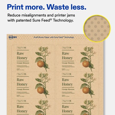 Avery Rectangle Laser/Inkjet Multipurpose Labels, Kraft Brown, 8 Labels/Sheet, 100 Sheets/Pack (19479311166)