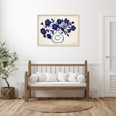Amanti Art Modern Blue Vase II by Farida Zaman Wood Framed Wall Art Print, 41 x 31 (A42677389283)