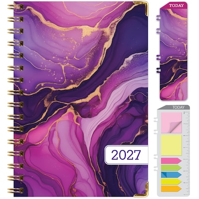 2027 Excello Brands 6 x 8 Weekly & Monthly Standard Planner, Paperboard Cover, Pink Purple Marble (FSHN-CY27-58-22)