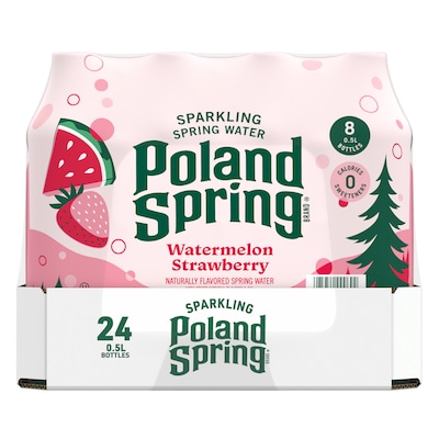Poland Spring Watermelon Strawberry Sparkling Purified Water, 16.9 oz., 24/Carton (19991098)