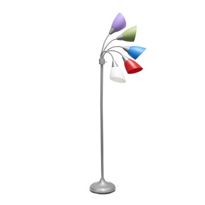 Simple Designs Medusa 67" Silver Floor Lamp with Cone Shades, Multicolored (LF2006-SDM)