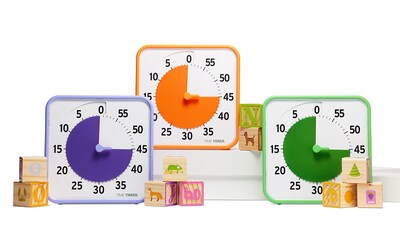 Time Timer Original 60-Minute Wind Up Timers Set, Assorted Colors, 3/Set (TTMTT08BSEC3W)