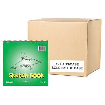 Roaring Spring Paper Products 9" x 9" Spiral Bound Sketch Book, 40 Sheets/Book, 12/Carton (52509CS)