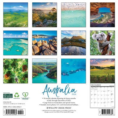2026 Willow Creek Australia 12 x 12 Monthly Wall Calendar (49969)