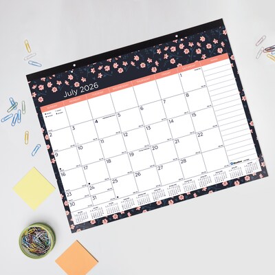 2026-2027 Blueline Colorful Blossom 22" x 17" Academic Monthly Desk Pad Calendar (CA1716BD-27)