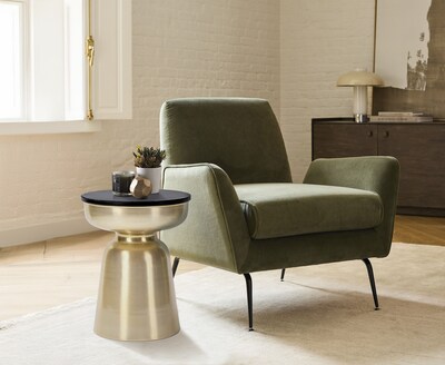 Finch Adler Brass Metal Side Table, Black/Gold (FUTB10153A)