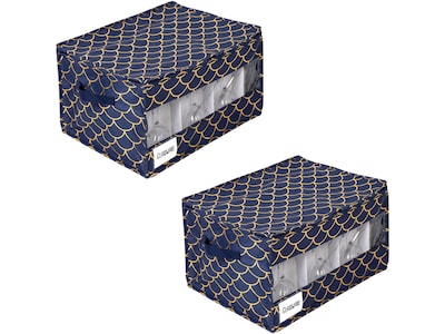 Honey-Can-Do Polyester Stemware Storage Box, Navy/Gold, 2/Set (SFT-09241)