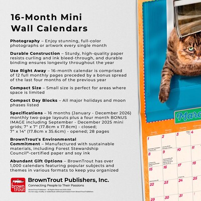 2026 BrownTrout Avanti Cranky Kitties 7" x 7" Monthly Wall Calendar (9798330701407)