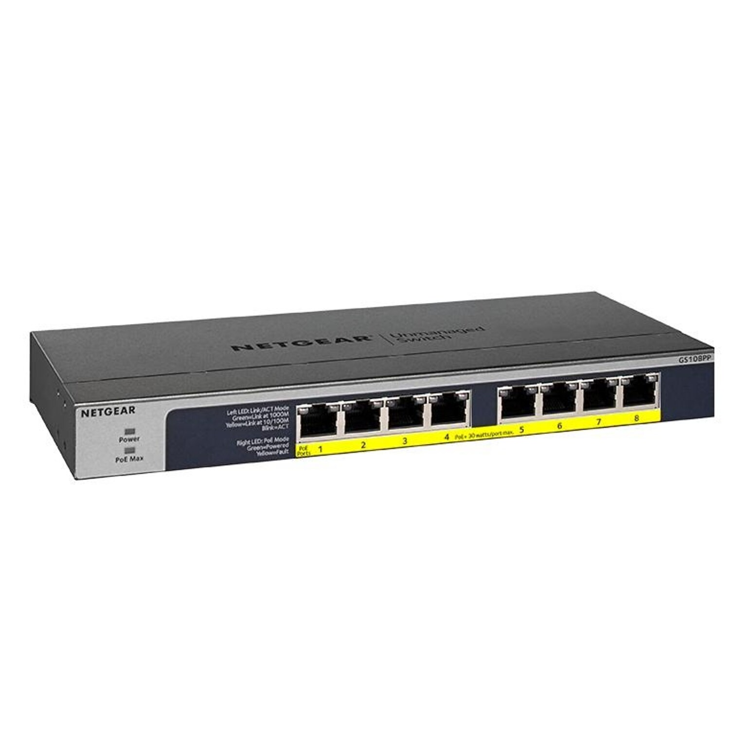 NETGEAR 8-Port PoE/PoE+ Gigabit Ethernet Unmanaged Switch  (GS108PP)