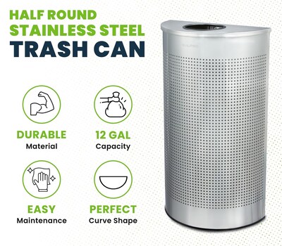 Alpine Industries Stainless Steel Trash Can, 12 Gallon, Silver (ALP438-12HR-SS)