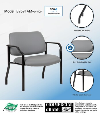 Boss Vinyl Bariatric Guest Chair, Gray (B9591AM-GY-500)