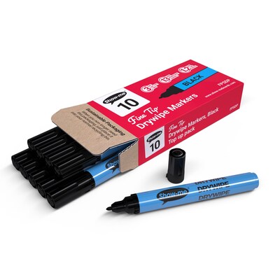 Show-me Slim Barrel Dry Erase Markers, Fine Tip, Black, 10/Pack (EPTFPSDP)