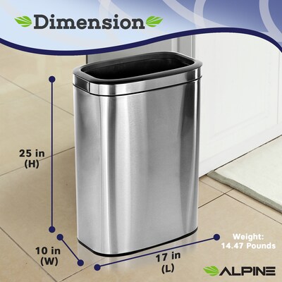 Alpine Industries Commercial Indoor Three-Stream Recycling Station, 10.5 Gallon, Stainless Steel (ALP470-40L-R-T-CO)