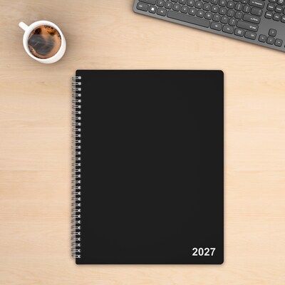 2027 Staples 8" x 11" Weekly & Monthly Appointment Book, Plastic Cover, Black (ST21488-27)