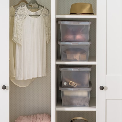 Iris 14.5 Quart Snap Top Plastic Snap Closure Storage Bin, Clear, 6/Pack (585102)