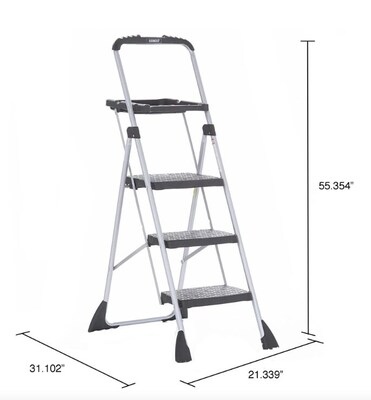 Cosco Max Work Platform, 55" Working Height, 225 lb Capacity, 3 Steps, Steel, Black (11880PBL1E)