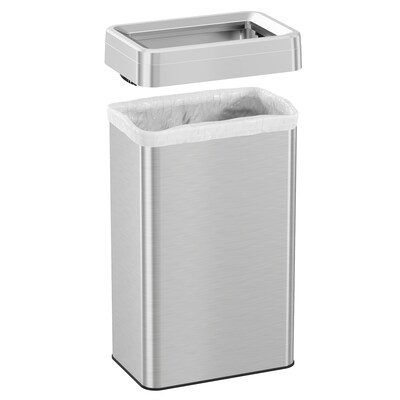 iTouchless 18 Gallon (68 Liter) Rectangular Open Top Kitchen Trash Can, Silver