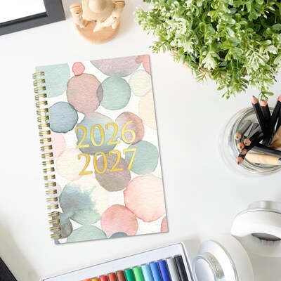 2026-2027 Blueline Academic 8" x 5" Weekly & Monthly Planner, Poly Cover, Splash Raindrops  (CA114PI.01)