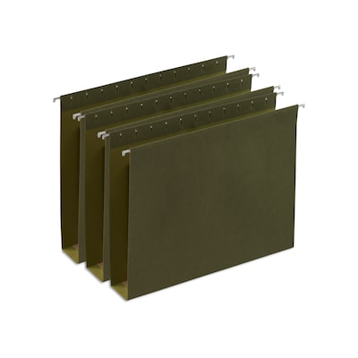 Staples Heavy Duty Box-Bottom Hanging File Folders, 2 Expansion, 1/5-Cut Tab, Letter Size, Green, 2