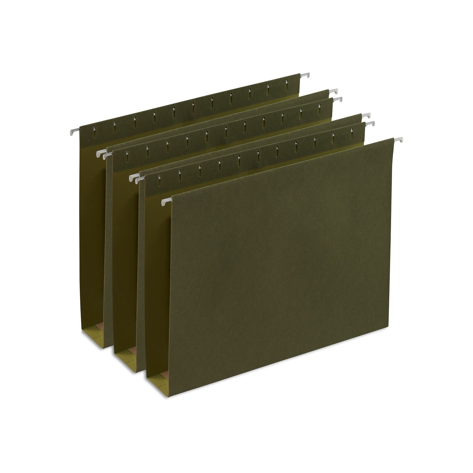 Staples Heavy Duty Box-Bottom Hanging File Folders, 2 Expansion, 1/5-Cut Tab, Letter Size, Green, 25/Box (ST117515)