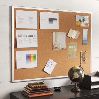 Quill Brand® Standard Durable Cork Bulletin Board, Aluminum Frame, 4'W x 3'H (28345-CC)