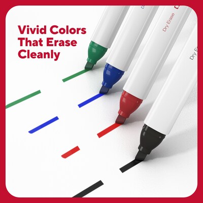 TRU RED™ Tank Dry Erase Markers, Chisel Tip, Assorted, 8/Pack (TR61442/TR56880)