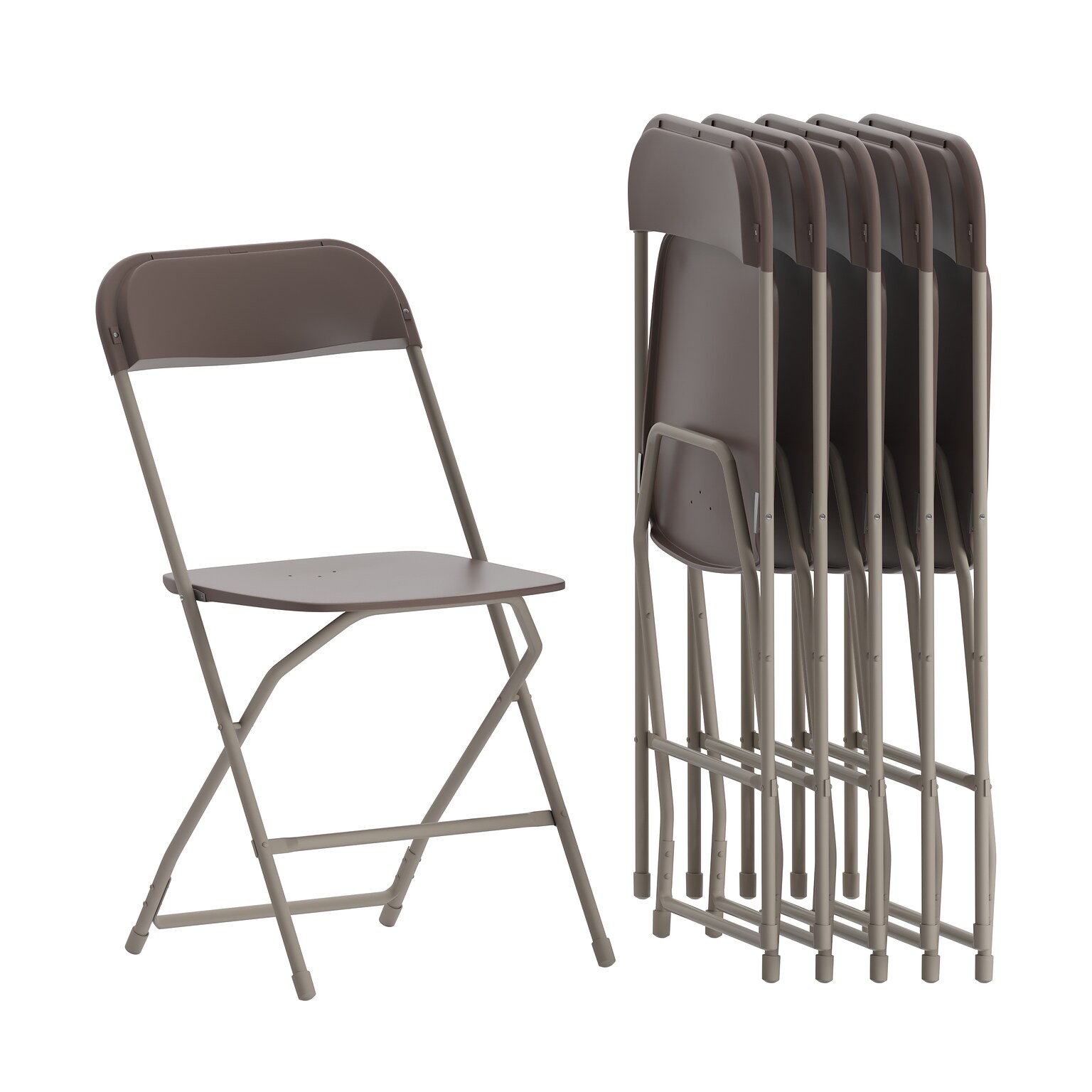 Flash Furniture Plastic Folding Chair, Brown, Set of 6 (6LEL3BRN)