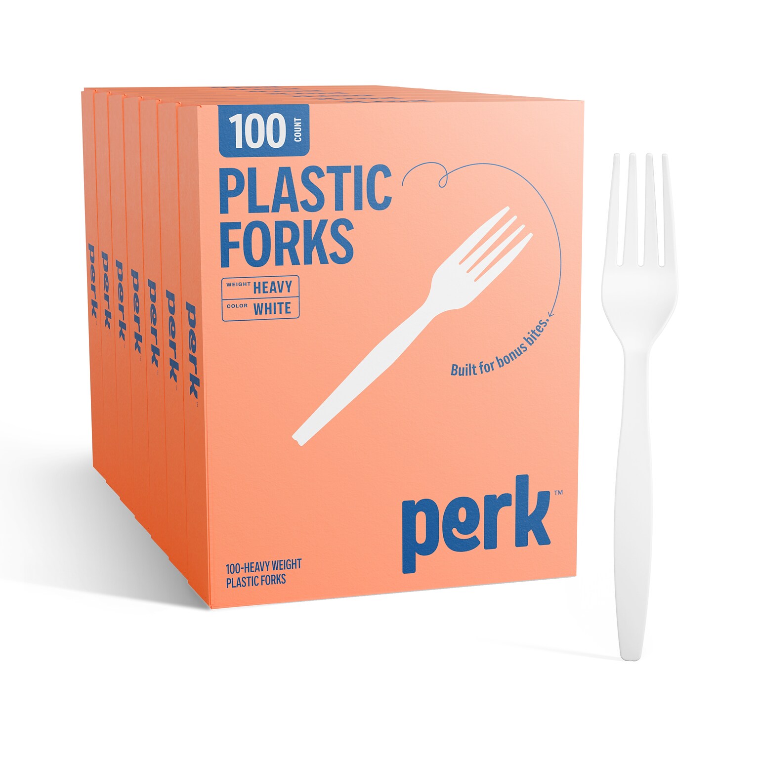 Perk™ Polystyrene Fork, Heavy-Weight, White, 1000/Carton (PK56391CT)