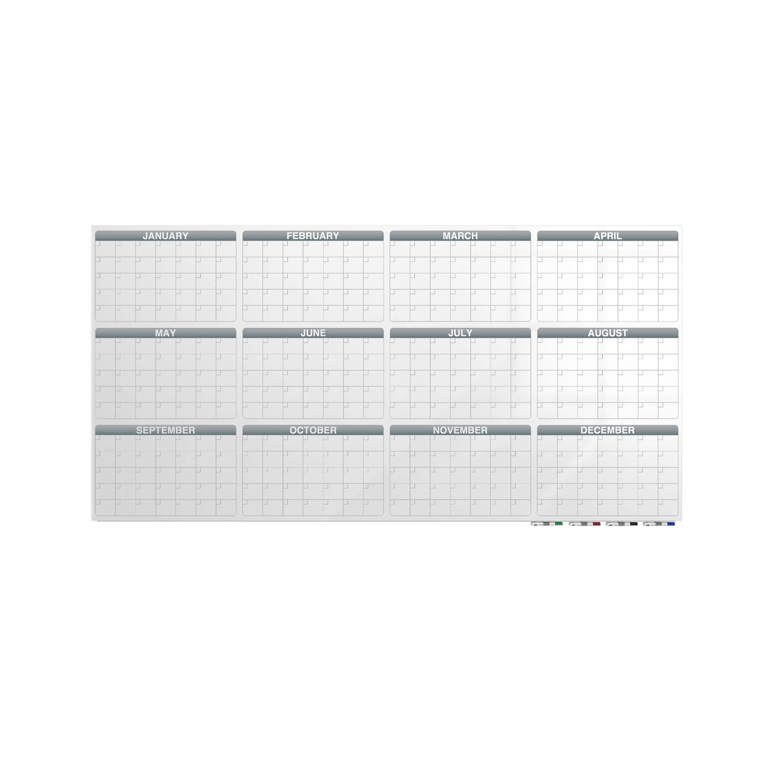 Ghent Aria Glass Dry-Erase Calendar Whiteboard, 8 x 4 (GRPARIASN31Y-48)