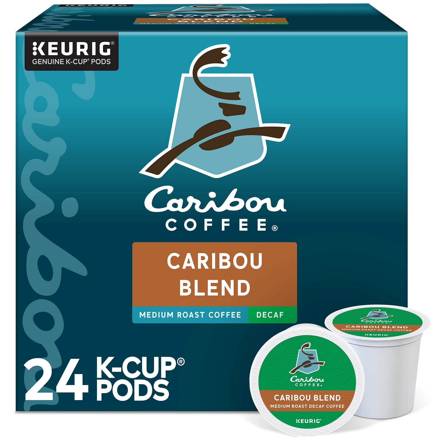 Caribou Coffee Caribou Blend Decaf Coffee Keurig® K-Cup® Pods, Medium Roast, 0.41 oz., 24/Box (6995)