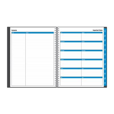 2025-2026 Blue Sky Collegiate 8.5" x 11" Academic Year Weekly & Monthly Planner, Plastic Cover, Gray (100135-A26)