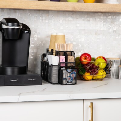 Mind Reader 3-Tier 11-Compartment Metal Cup and Condiment Countertop Organizer, Black (MESHCAD-BLK)