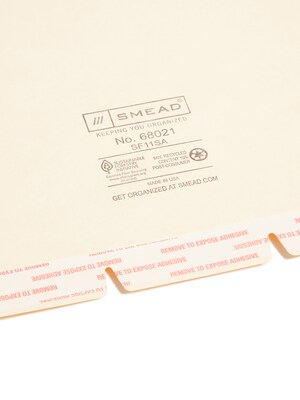 Smead Self-Adhesive Filing Dividers, Letter Size, Manila, 100/Box (68021)