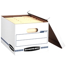 Bankers Box® Stor/File Corrugated File Storage Boxes, Lift-Off Lid, Letter/Legal Size, White/Blue, 6