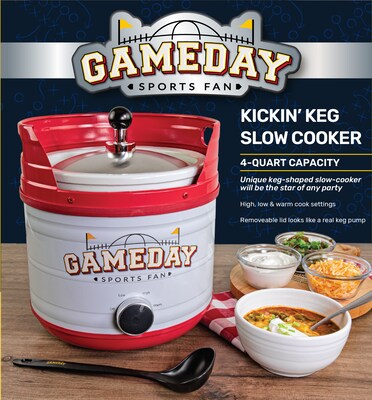 Nostalgia Game Day Kickin' Keg 4-Quart Slow Cooker, Red/White (GDKK4RDSL)
