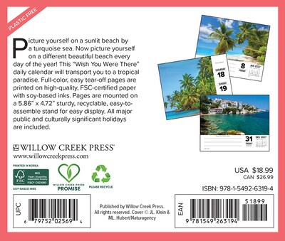 2027 Willow Creek Ah, The Beach! 6.2 x 5.4 Daily Day-to-Day Calendar, Assorted Colors (63194)